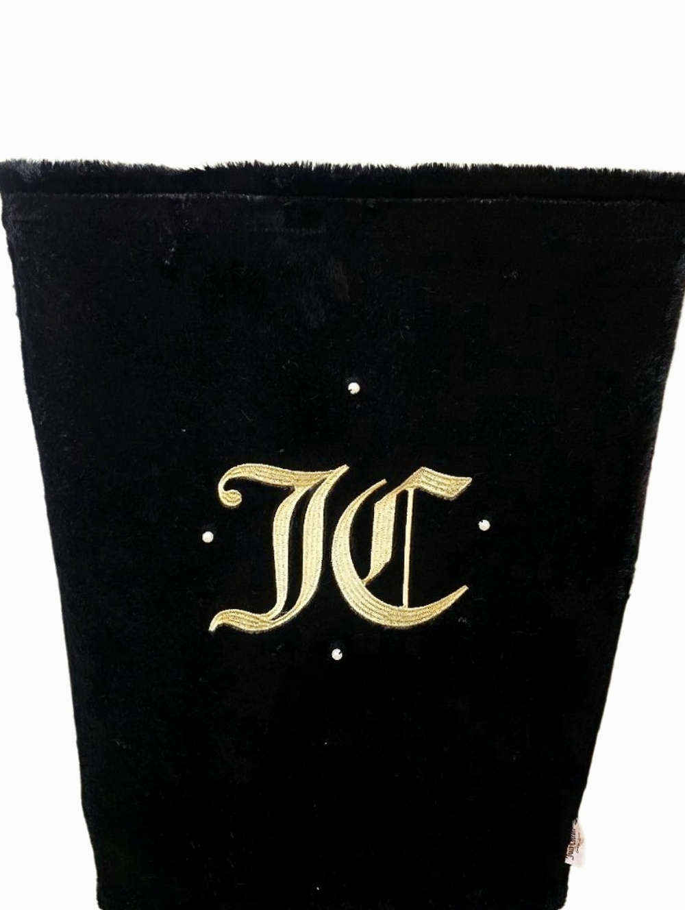 Juicy Couture Home Embossed Gold JC Logo & Pearls Velour Basket